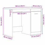 Skrivebord Svart Eik 100 X 50 X 76 Cm Konstruert Tre