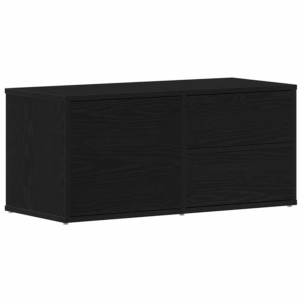 Tv-Skap Med Skuff Svart Eik 80 X 34 X 36 Cm Konstruert Tre