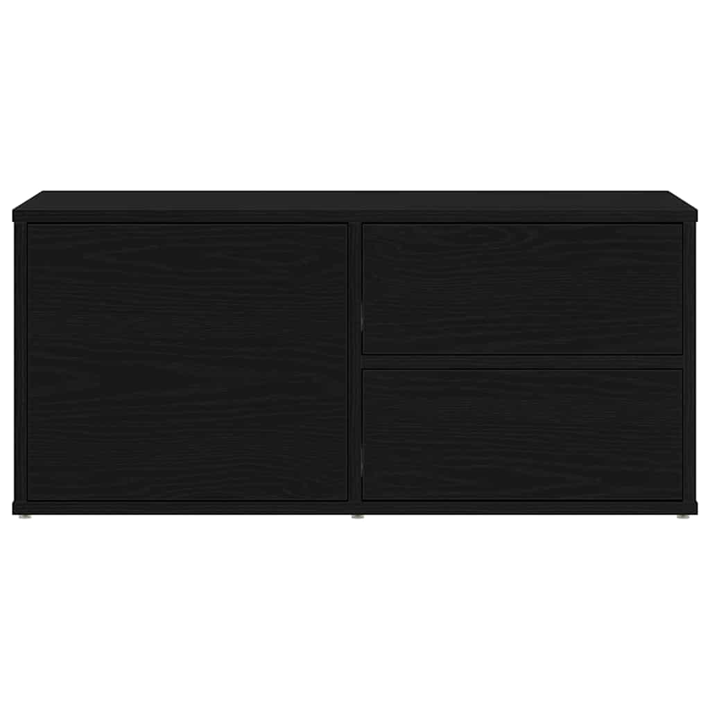 Tv-Skap Med Skuff Svart Eik 80 X 34 X 36 Cm Konstruert Tre