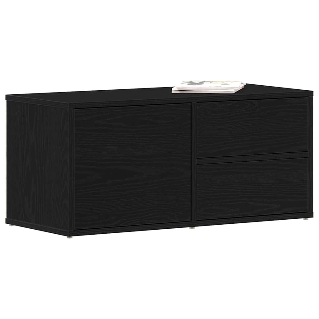 Tv-Skap Med Skuff Svart Eik 80 X 34 X 36 Cm Konstruert Tre