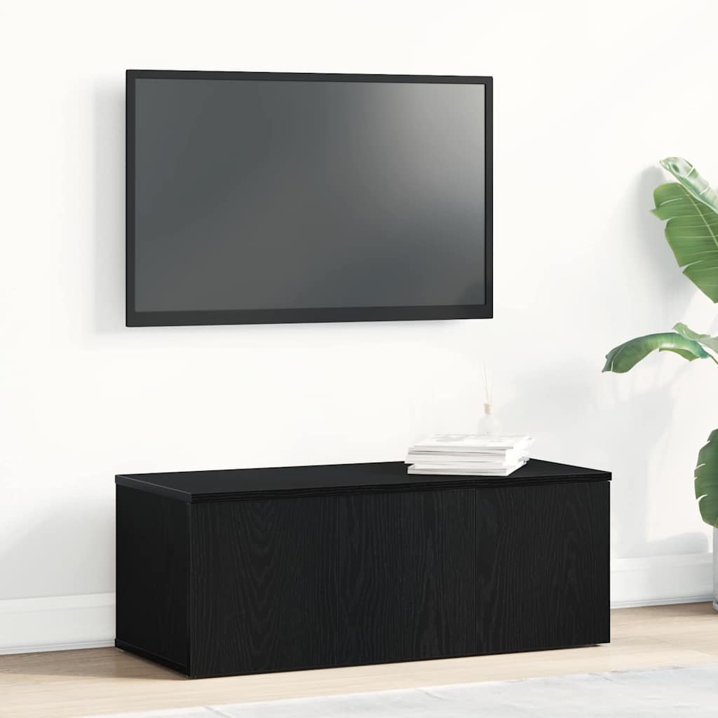 Tv-Skap Med Skuff Svart Eik 80X34X30 Cm Konstruert Tre
