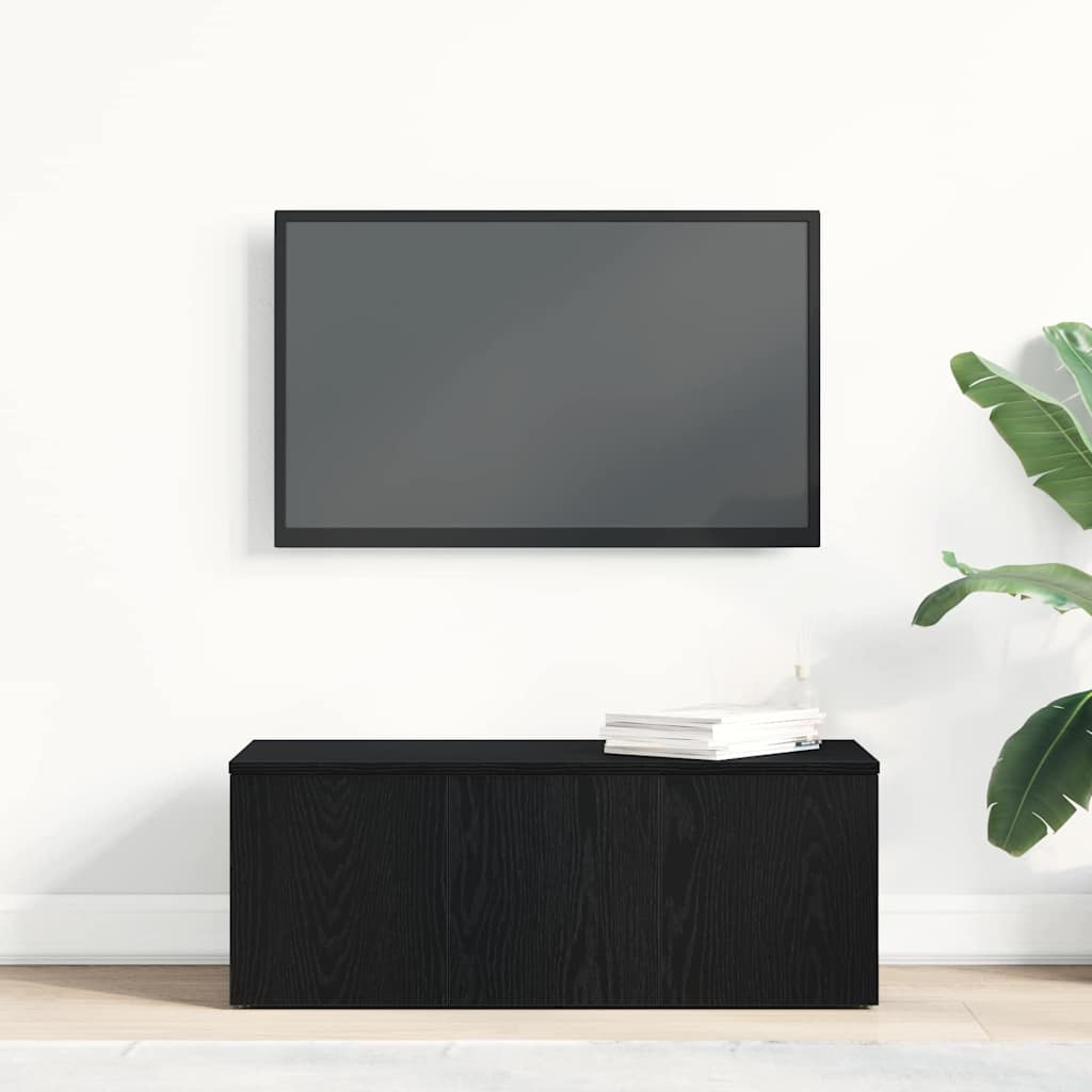 Tv-Skap Med Skuff Svart Eik 80X34X30 Cm Konstruert Tre