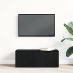 Tv-Skap Med Skuff Svart Eik 80X34X30 Cm Konstruert Tre