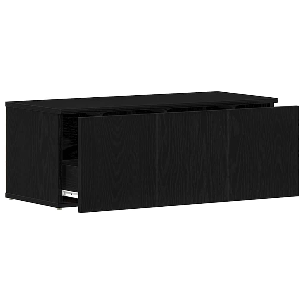 Tv-Skap Med Skuff Svart Eik 80X34X30 Cm Konstruert Tre