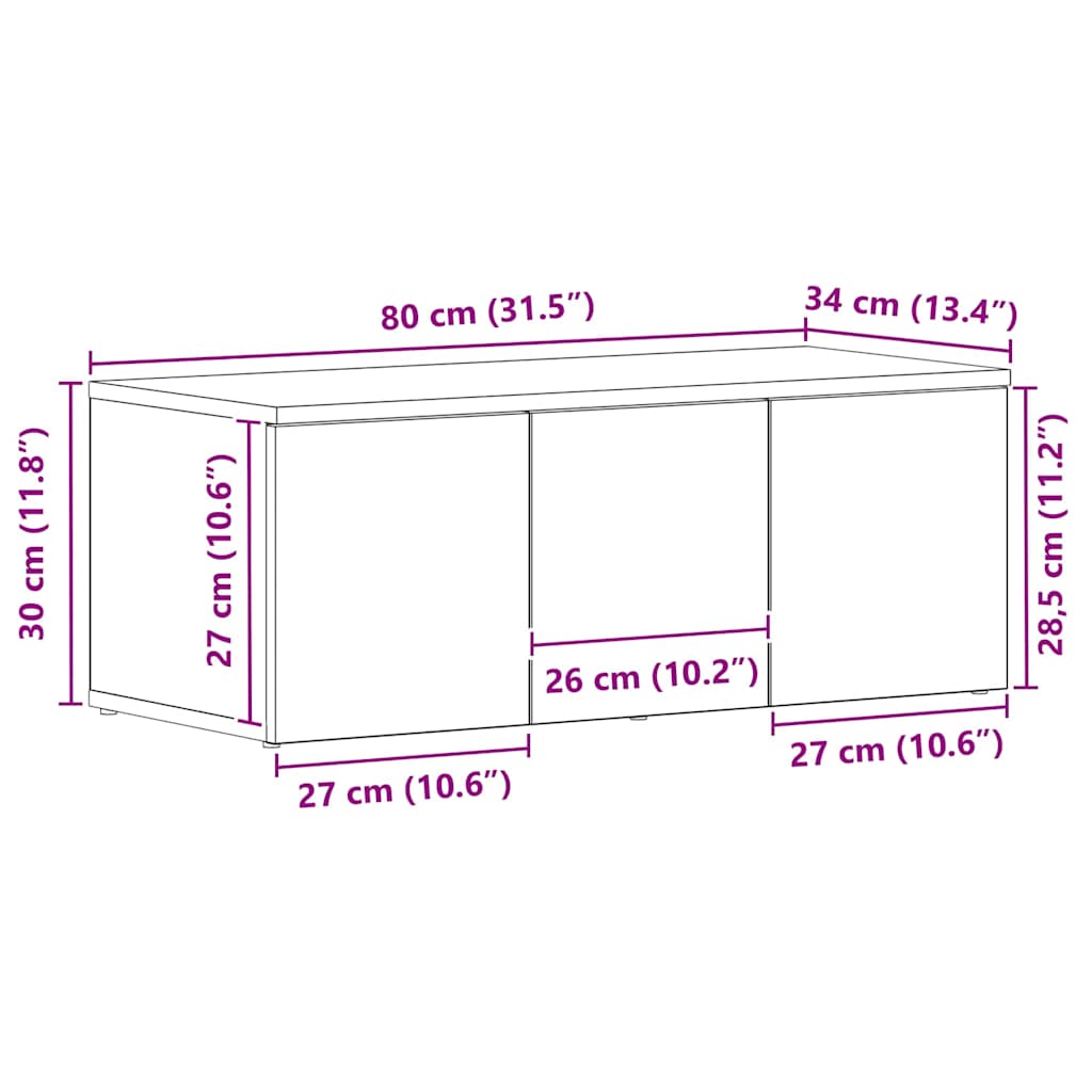 Tv-Skap Med Skuff Svart Eik 80X34X30 Cm Konstruert Tre