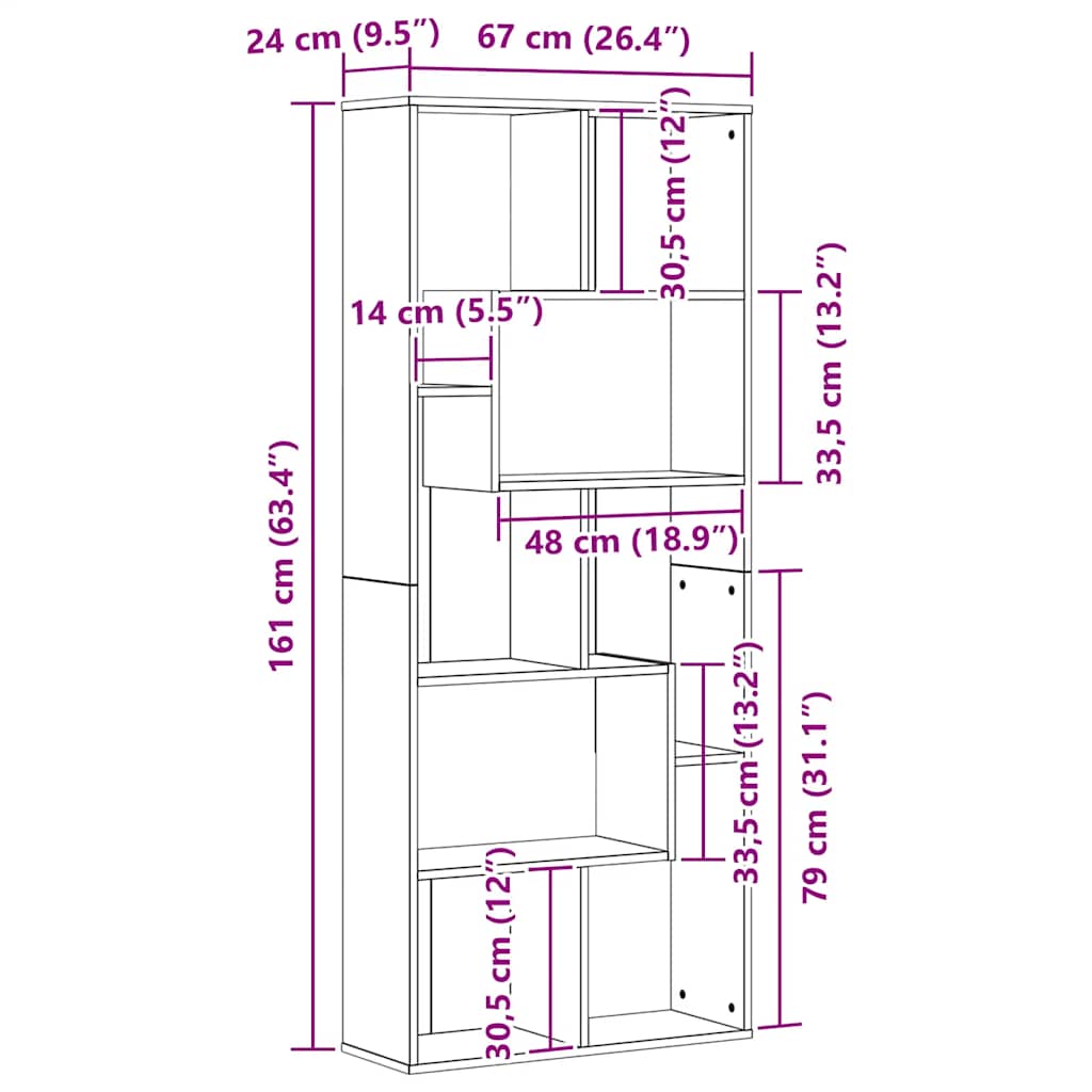 Bokhylle Svart Eik 67X24X161 Cm Konstruert Tre