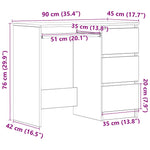 Skrivebord Svart Eik 90X45X76 Cm Konstruert Tre