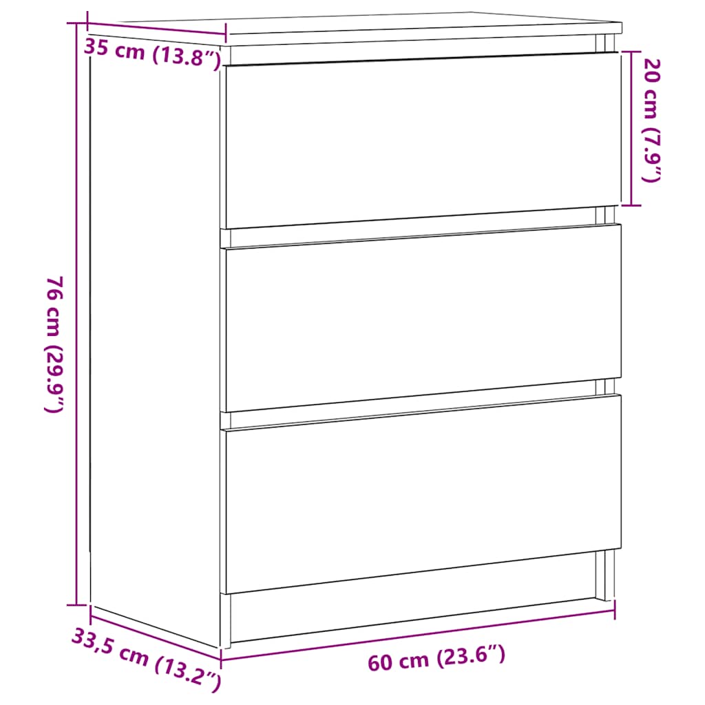 Skjenk Svart Eik 60X35X76 Cm Konstruert Tre