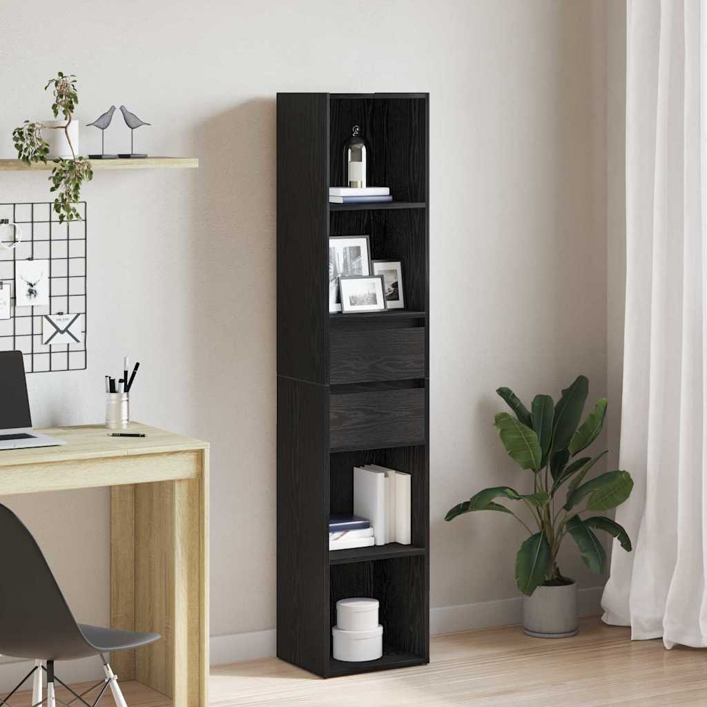 Bokskap Svart Eik 36 X 30 X 171 Cm Konstruert Tre