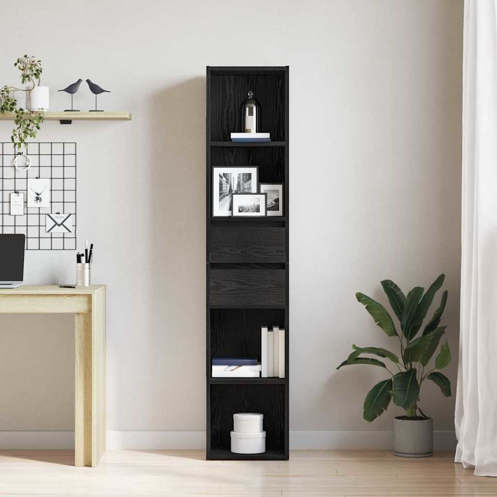 Bokskap Svart Eik 36 X 30 X 171 Cm Konstruert Tre