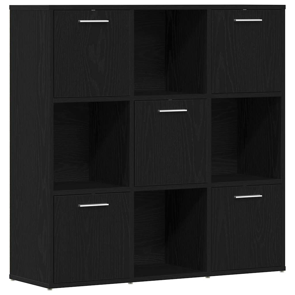 Bokhylle Svart Eik 90X28X90 Cm Konstruert Tre