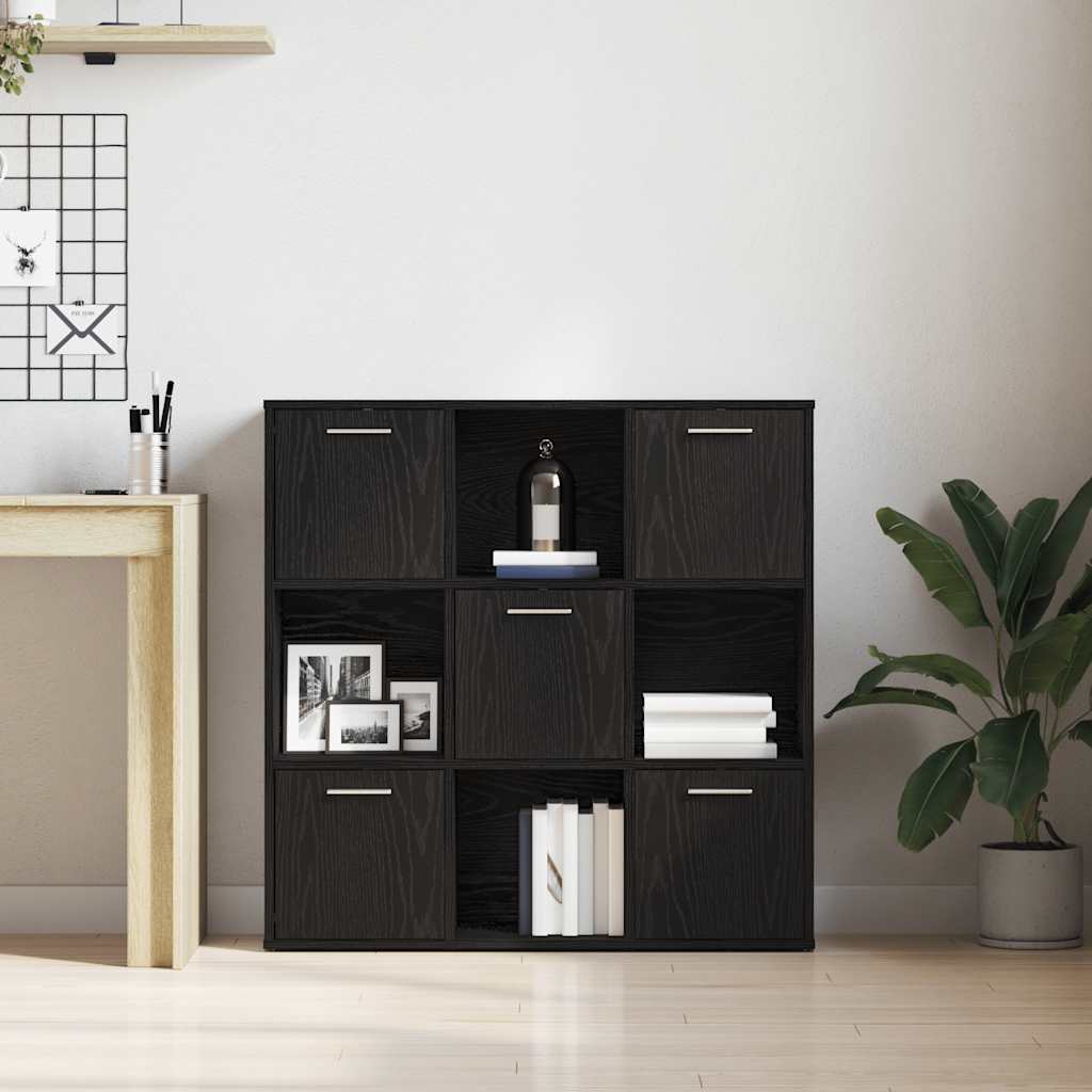Bokhylle Svart Eik 90X28X90 Cm Konstruert Tre