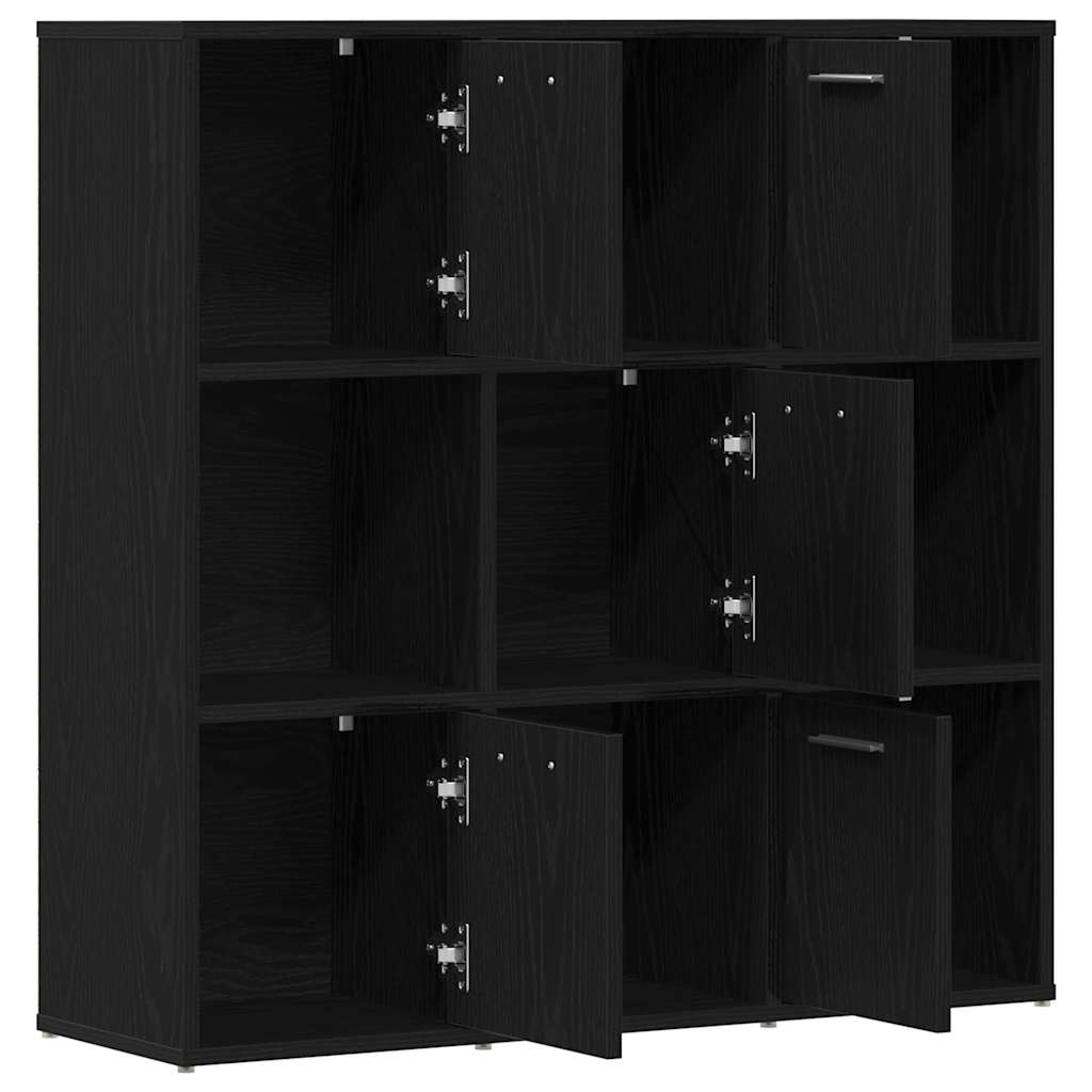 Bokhylle Svart Eik 90X28X90 Cm Konstruert Tre