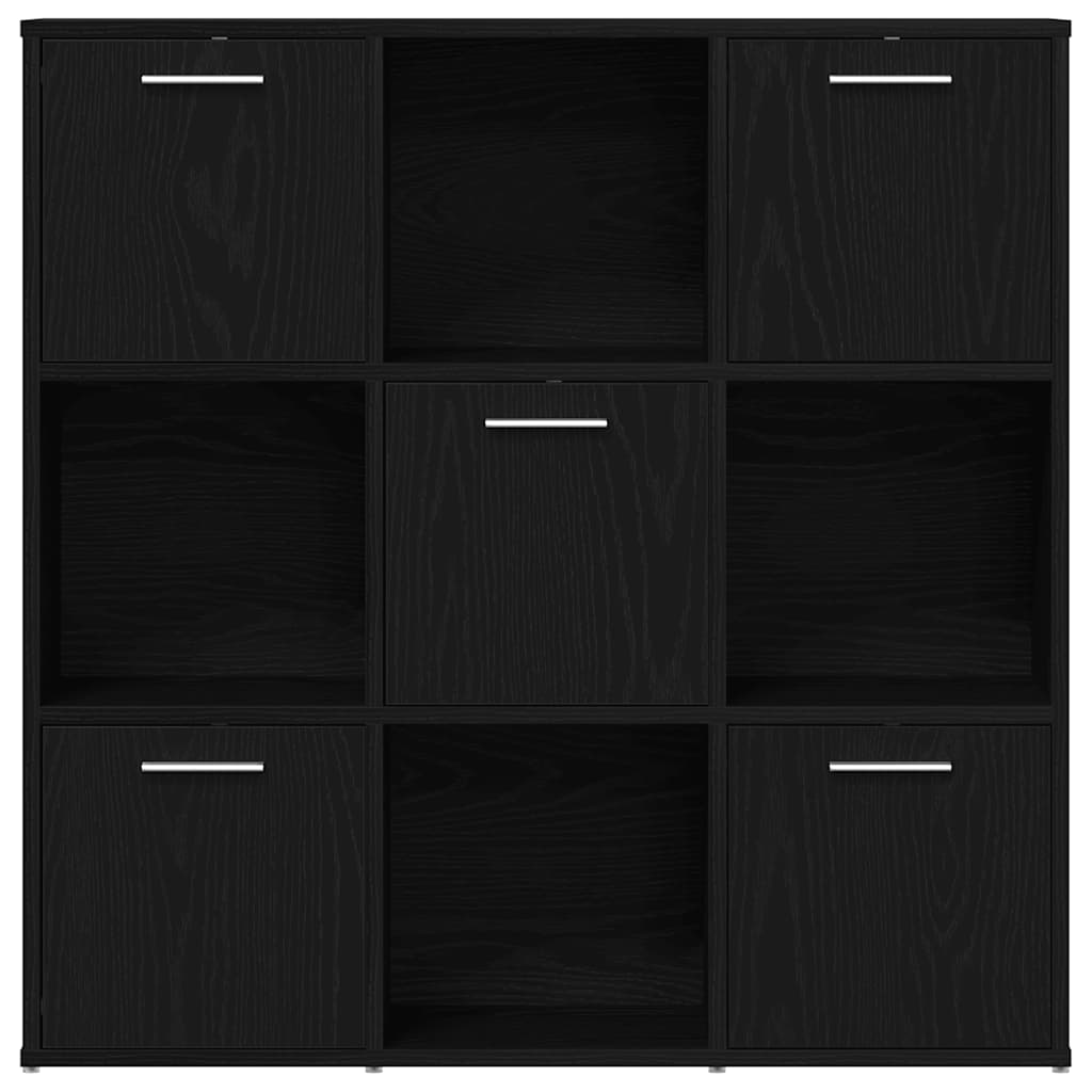 Bokhylle Svart Eik 90X28X90 Cm Konstruert Tre