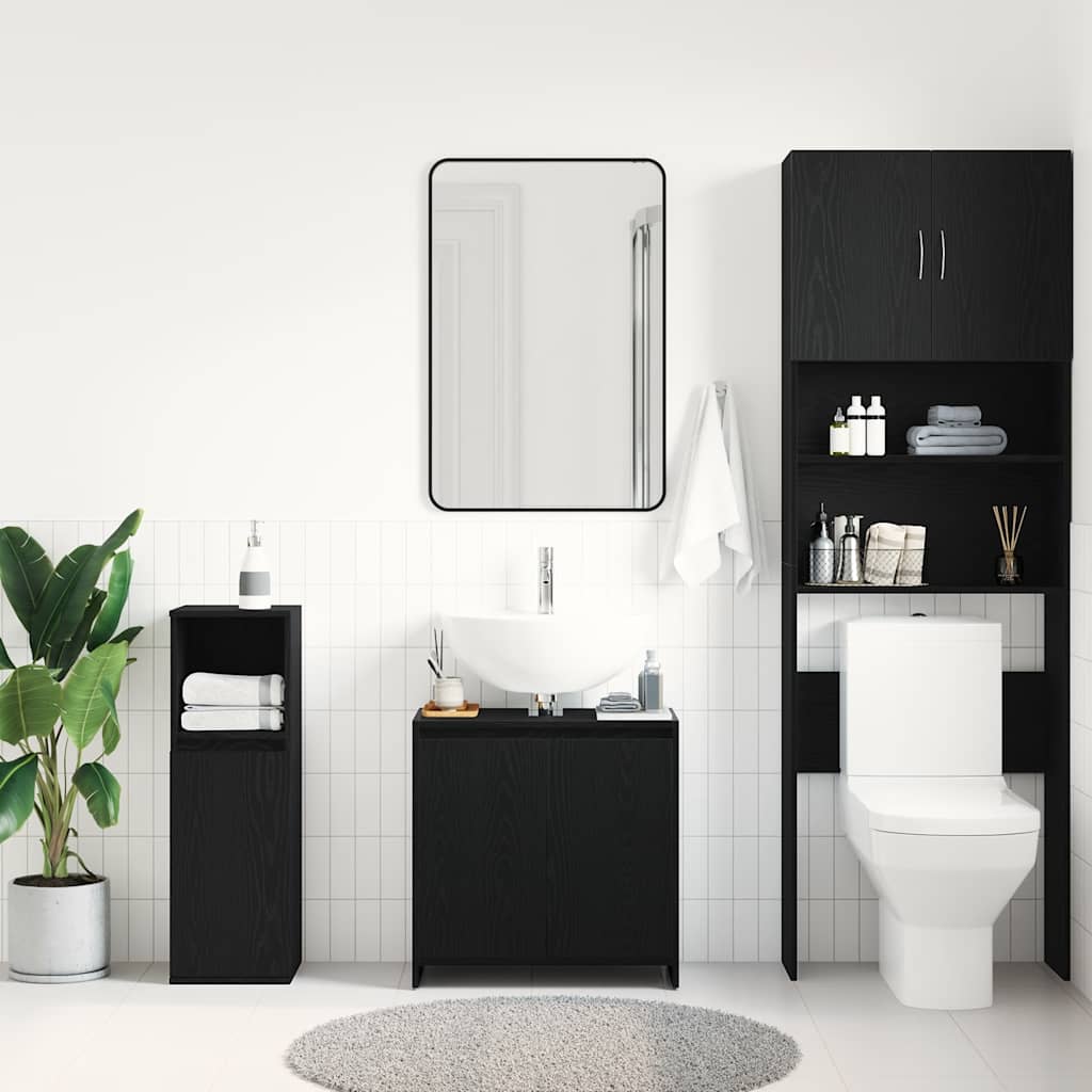 Baderomsskap Svart Eik 60X33X60 Cm Konstruert Tre
