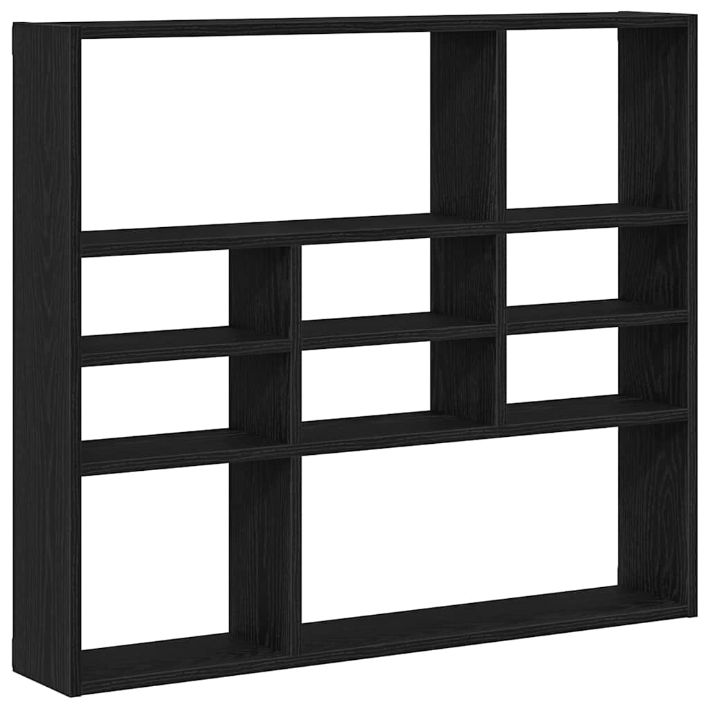 Vegghylle Svart Eik 90X16X78 Cm Konstruert Tre