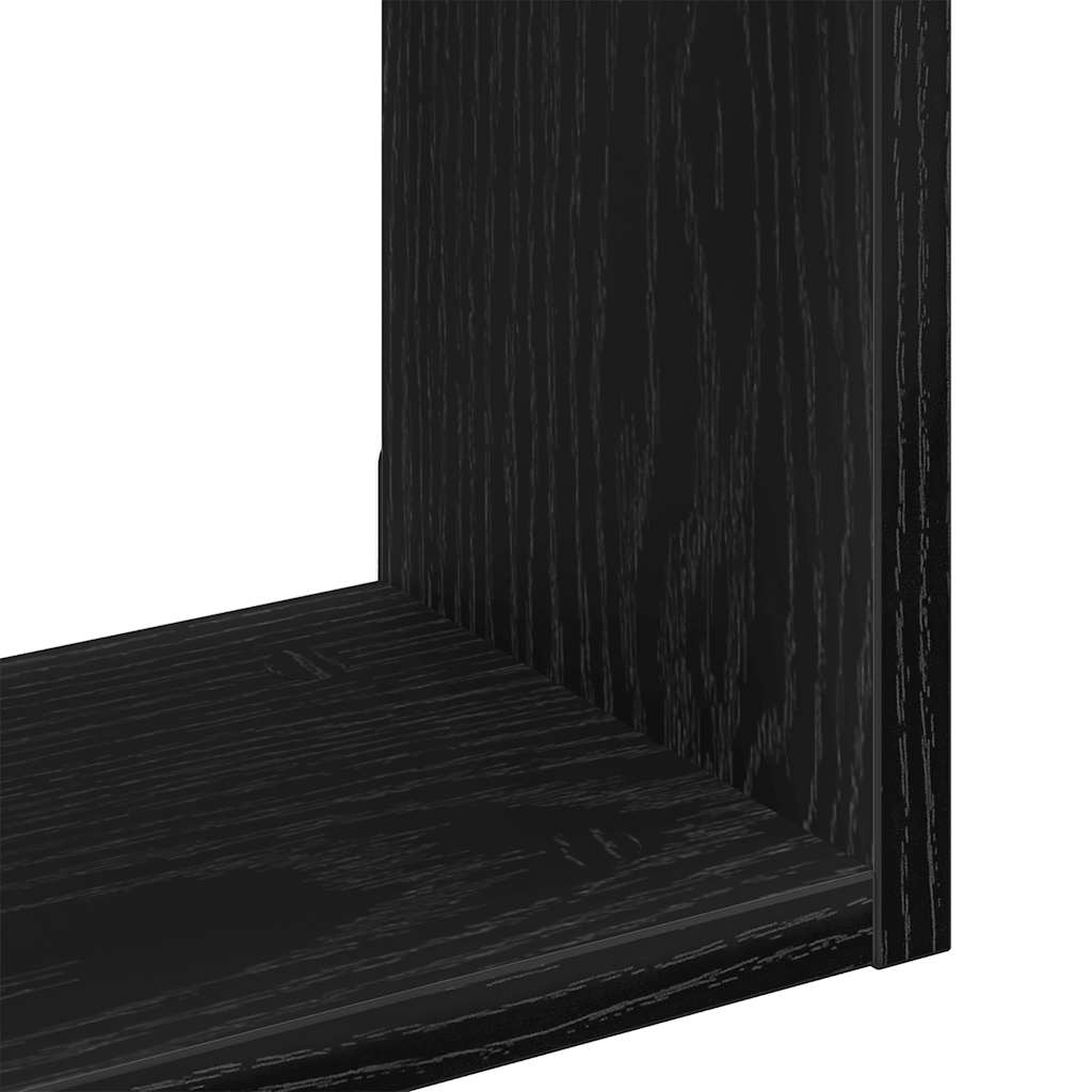 Vegghylle Svart Eik 90X16X78 Cm Konstruert Tre