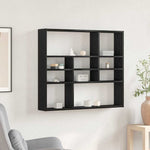 Vegghylle Svart Eik 90X16X78 Cm Konstruert Tre