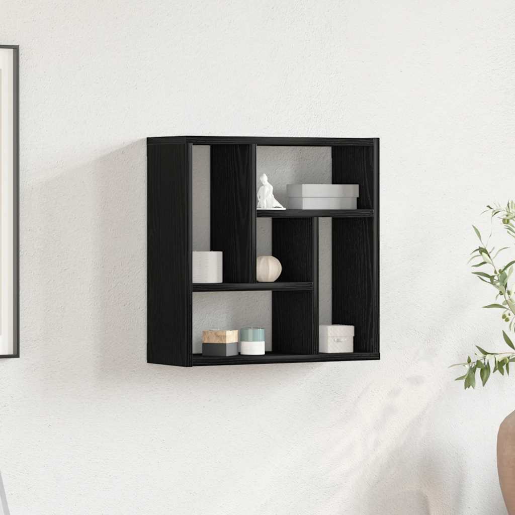 Vegghylle Svart Eik 45X16X45 Cm Konstruert Tre