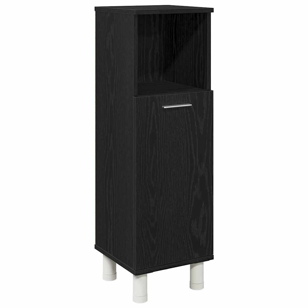 Baderomsskap Med Dør Svart Eik 30 X 30 X 95 Cm Konstruert Tre