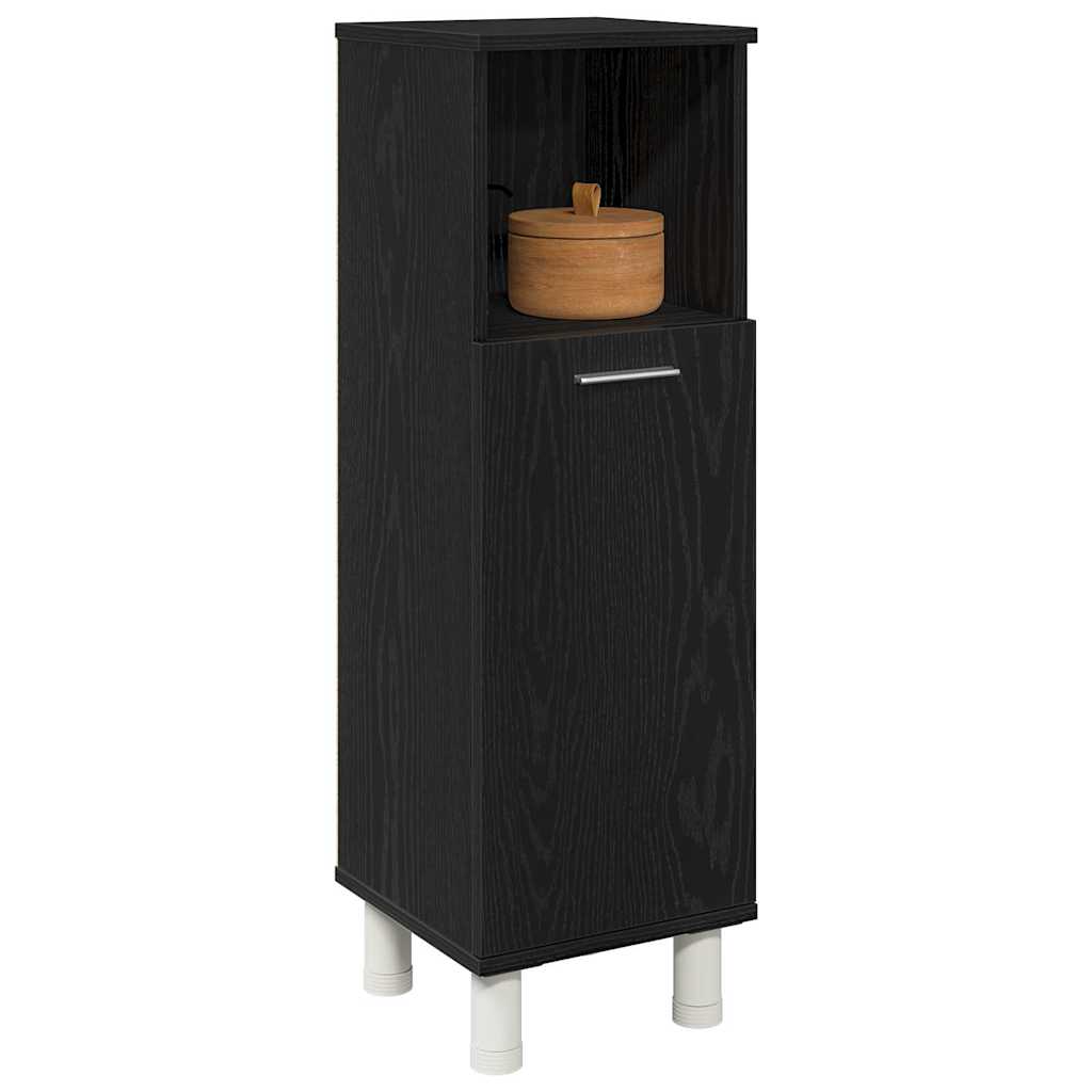 Baderomsskap Med Dør Svart Eik 30 X 30 X 95 Cm Konstruert Tre