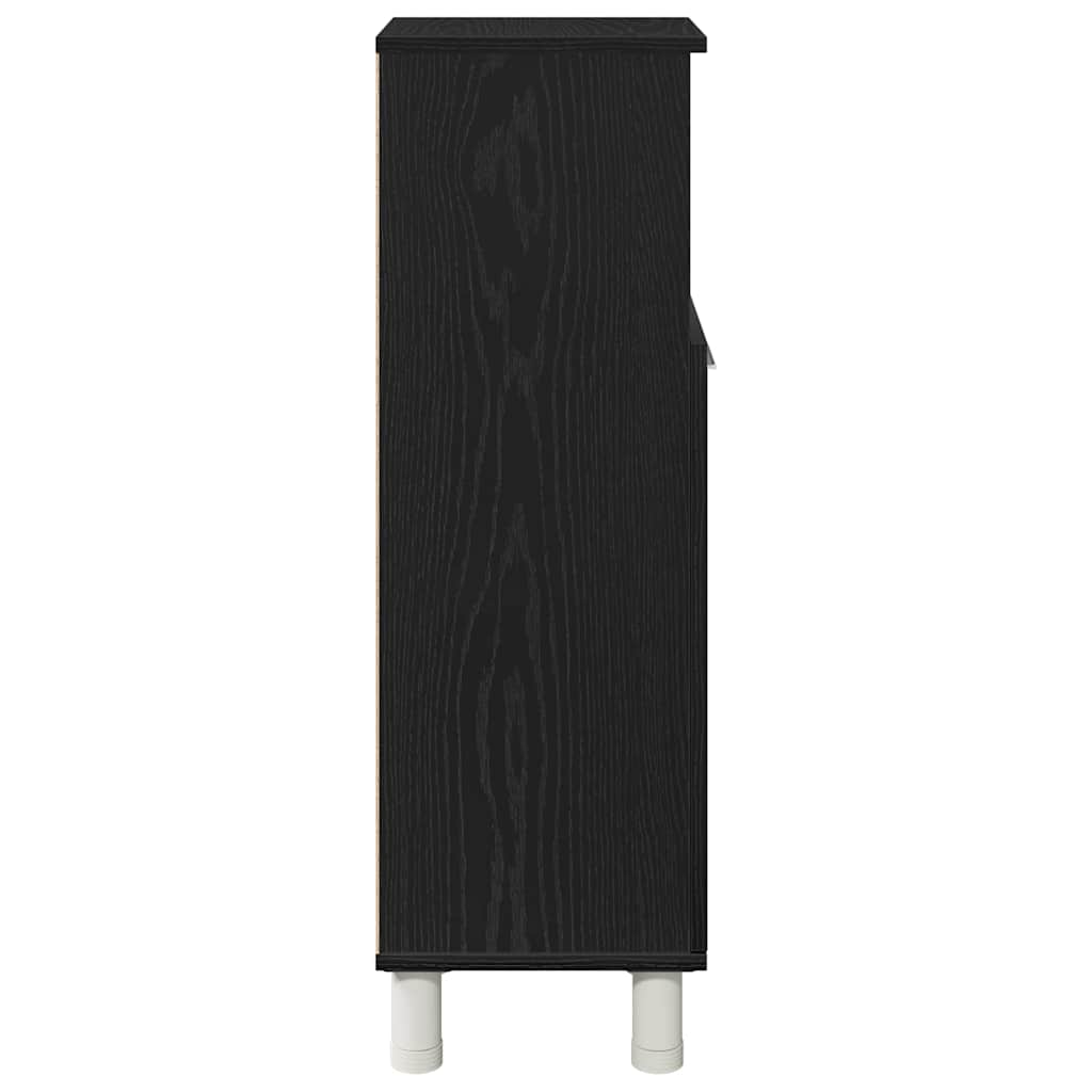 Baderomsskap Med Dør Svart Eik 30 X 30 X 95 Cm Konstruert Tre