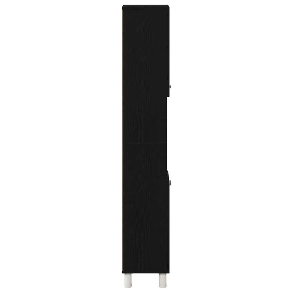 Baderomsskap Med Dør Svart Eik 30 X 30 X 179 Cm Konstruert Tre