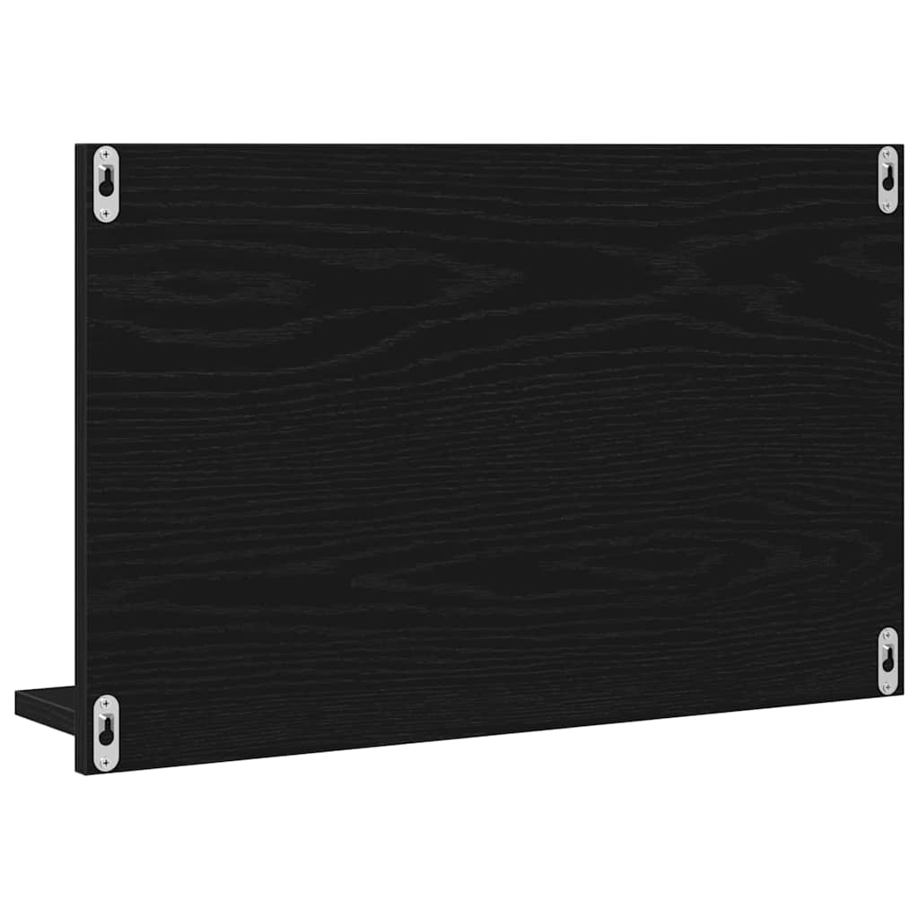Speilhylle Med Hylle Svart Eik 60 X 10,5 X 37 Cm Konstruert Tre