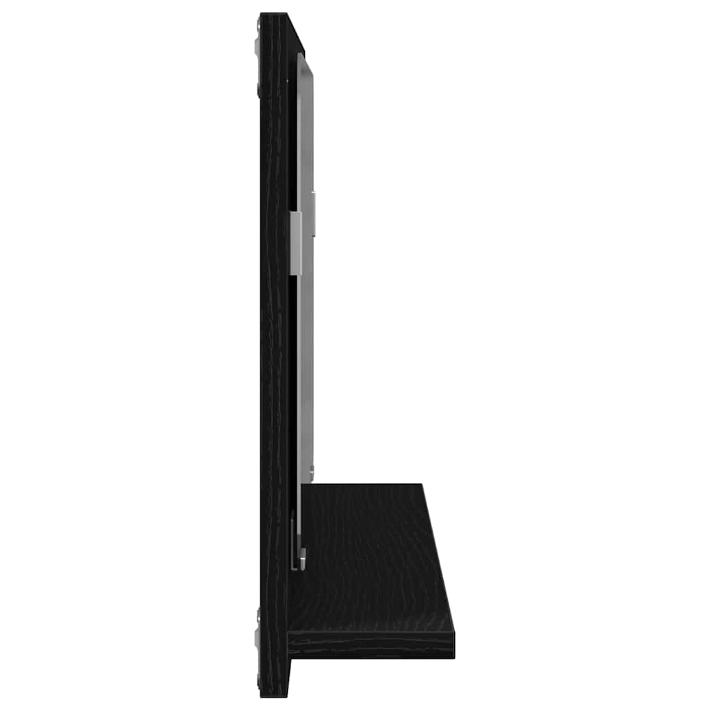 Speilhylle Med Hylle Svart Eik 60 X 10,5 X 37 Cm Konstruert Tre