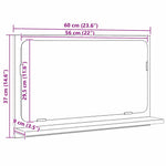 Speilhylle Med Hylle Svart Eik 60 X 10,5 X 37 Cm Konstruert Tre
