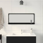 Speilhylle Med Hylle Svart Eik 90 X 10,5 X 37 Cm Konstruert Tre