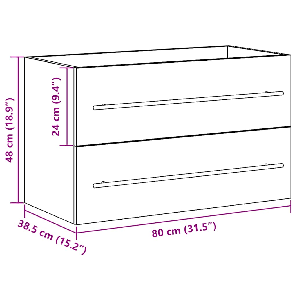 Servantskap Svart Eik 80X38,5X48 Cm Konstruert Tre