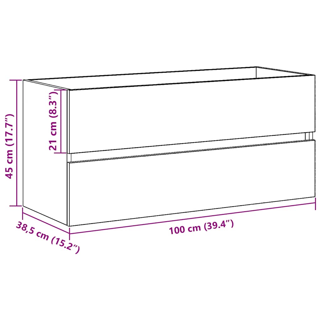 Servantskap Svart Eik 100X38,5X45 Cm Sponplate