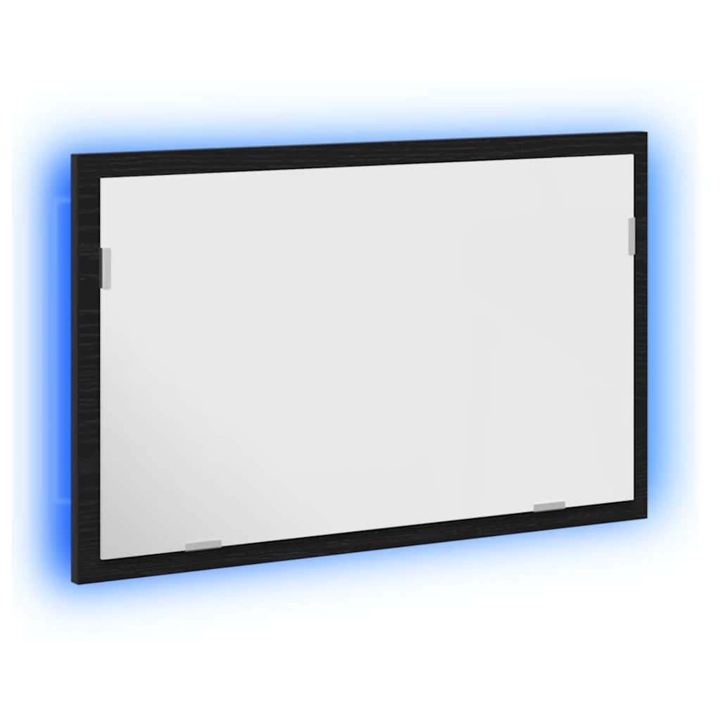 Baderomsspeil Med Led-Lys Svart Eik 60X8,5X37 Cm