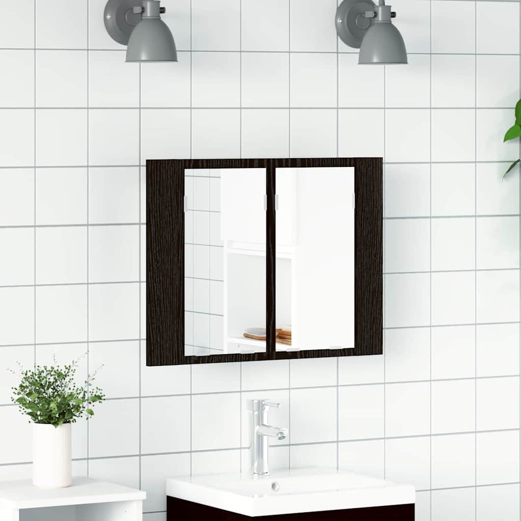 Baderomsspeilskap Svart Eik 60 X 12 X 45 Cm Konstruert Tre