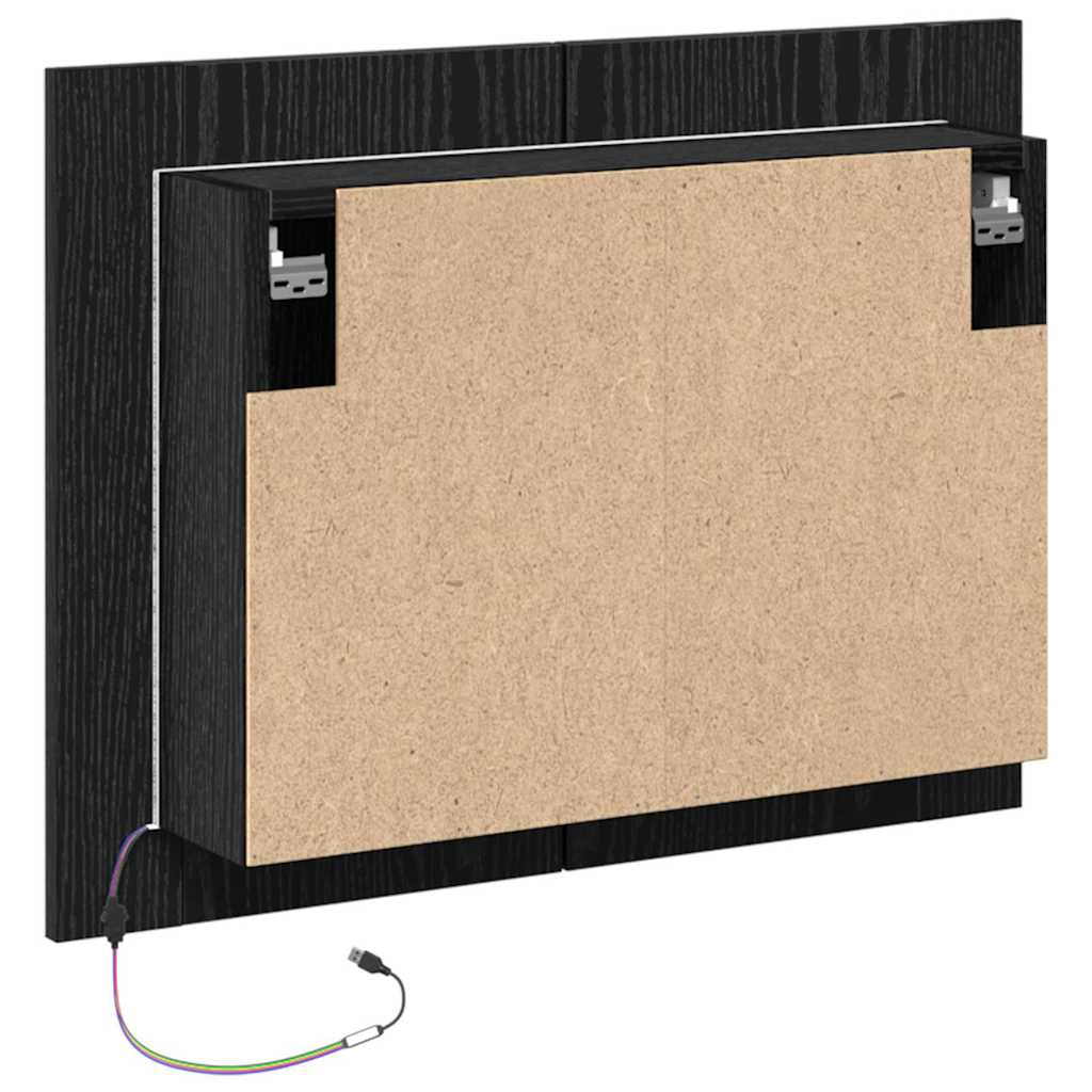 Baderomsspeilskap Svart Eik 60 X 12 X 45 Cm Konstruert Tre