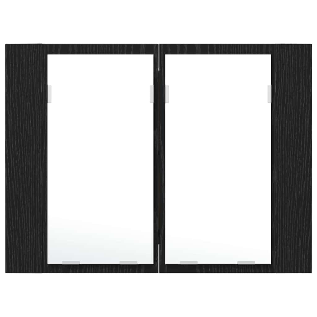 Baderomsspeilskap Svart Eik 60 X 12 X 45 Cm Konstruert Tre