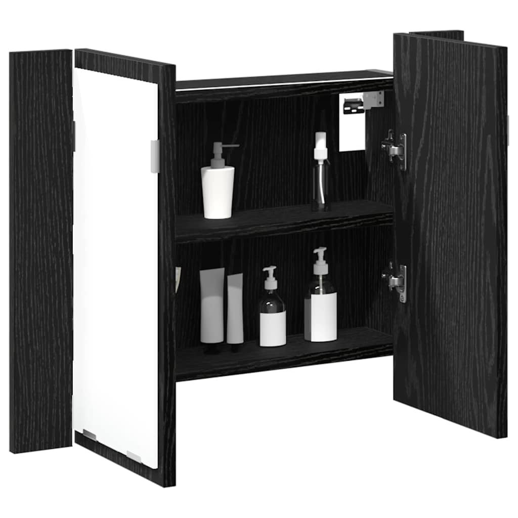 Baderomsspeilskap Svart Eik 60 X 12 X 45 Cm Konstruert Tre