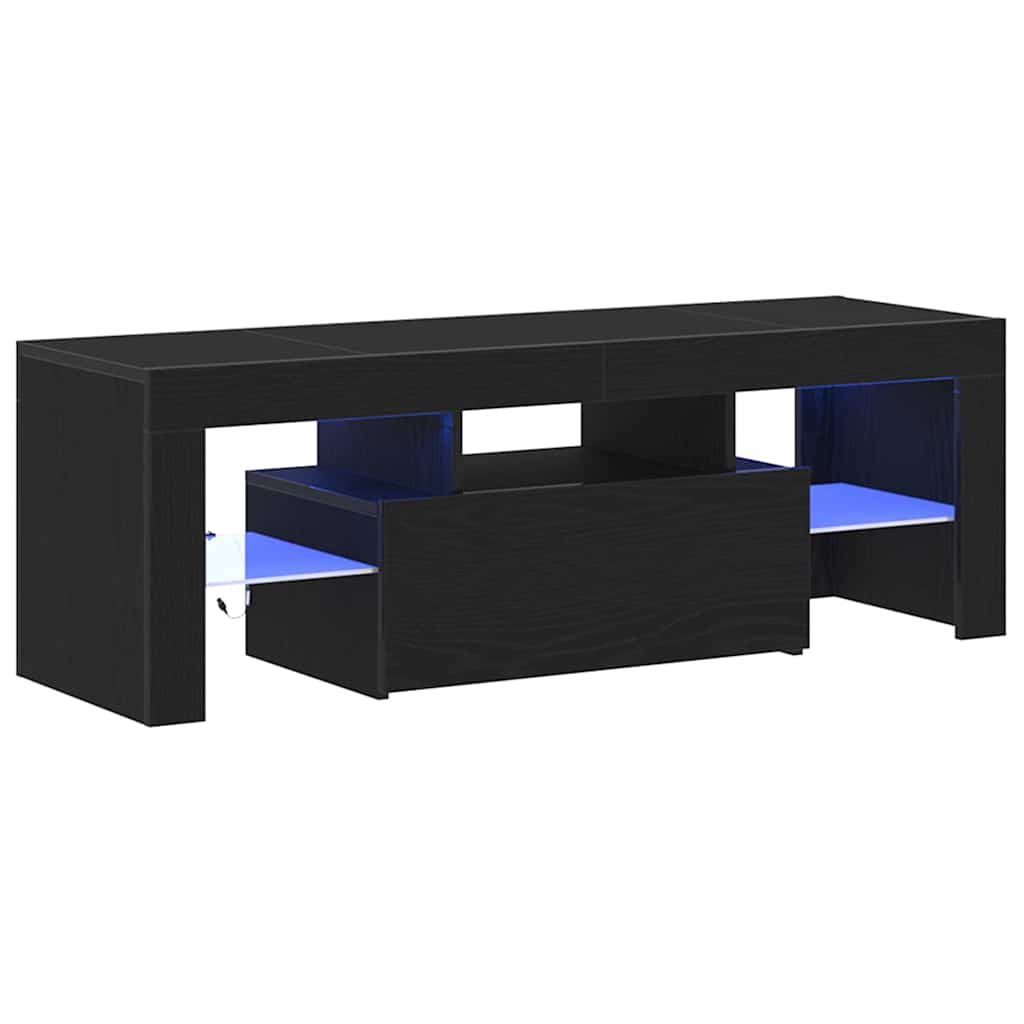 Tv-Skap Med Skuff Svart Eik 120 X 35 X 40 Cm Konstruert Tre