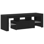 Tv-Skap Med Skuff Svart Eik 120 X 35 X 40 Cm Konstruert Tre