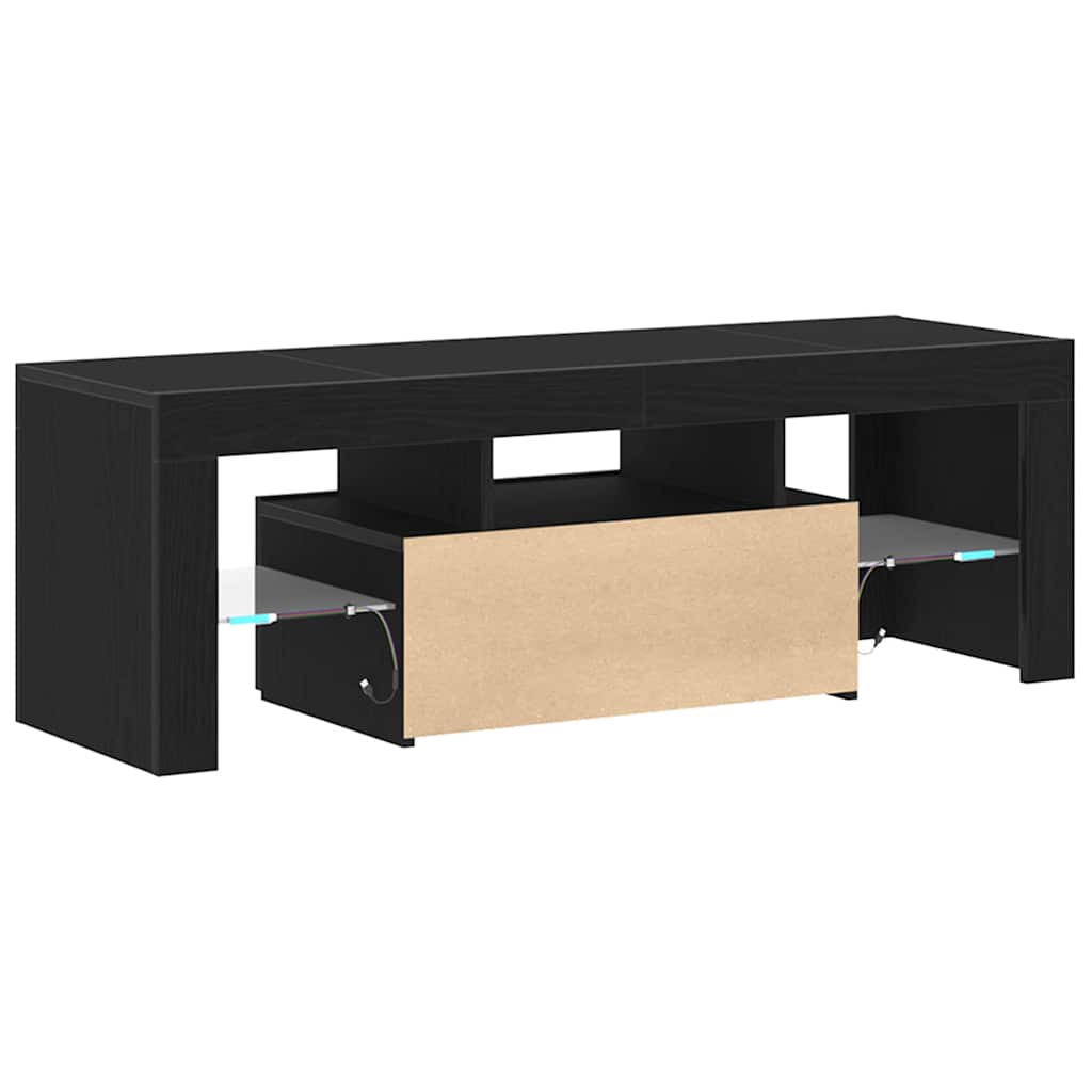 Tv-Skap Med Skuff Svart Eik 120 X 35 X 40 Cm Konstruert Tre