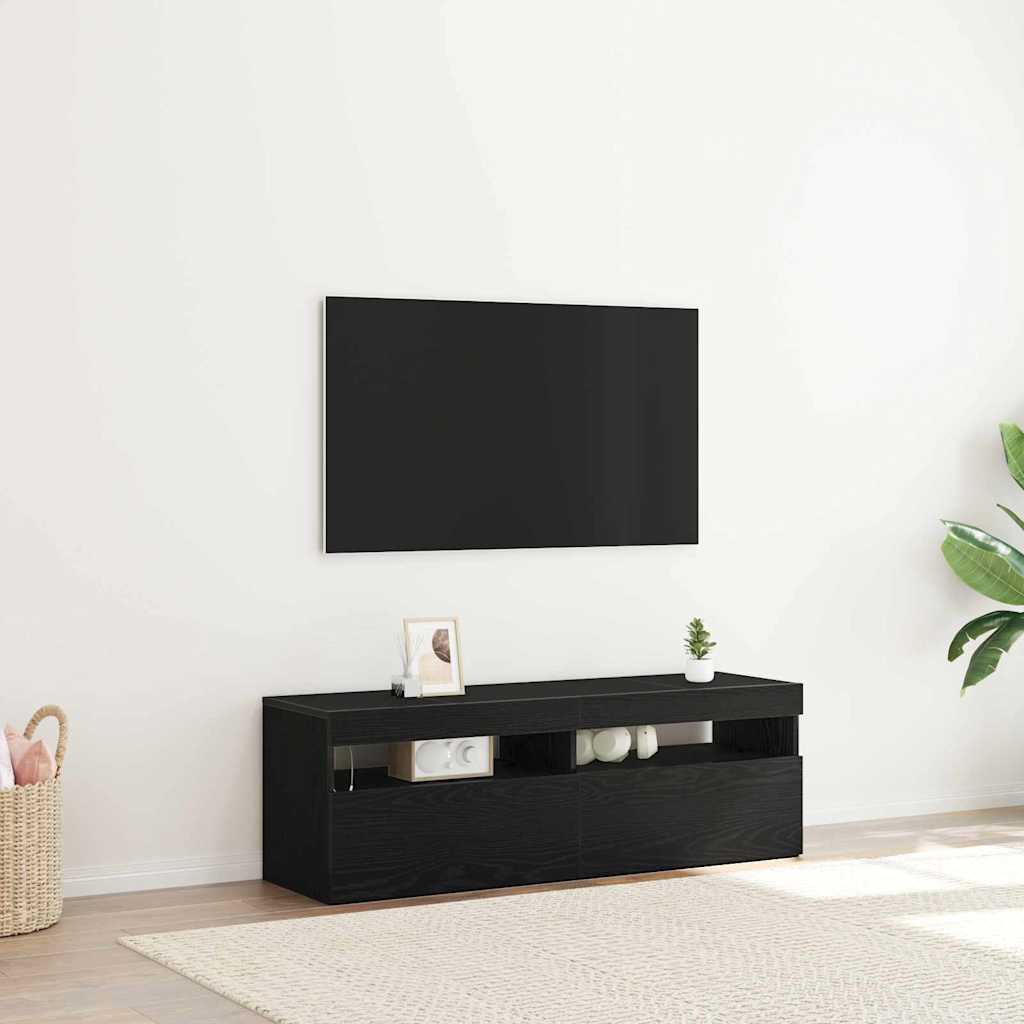 Tv-Skap Svart Eik 120 X 35 X 40 Cm Konstruert Tre