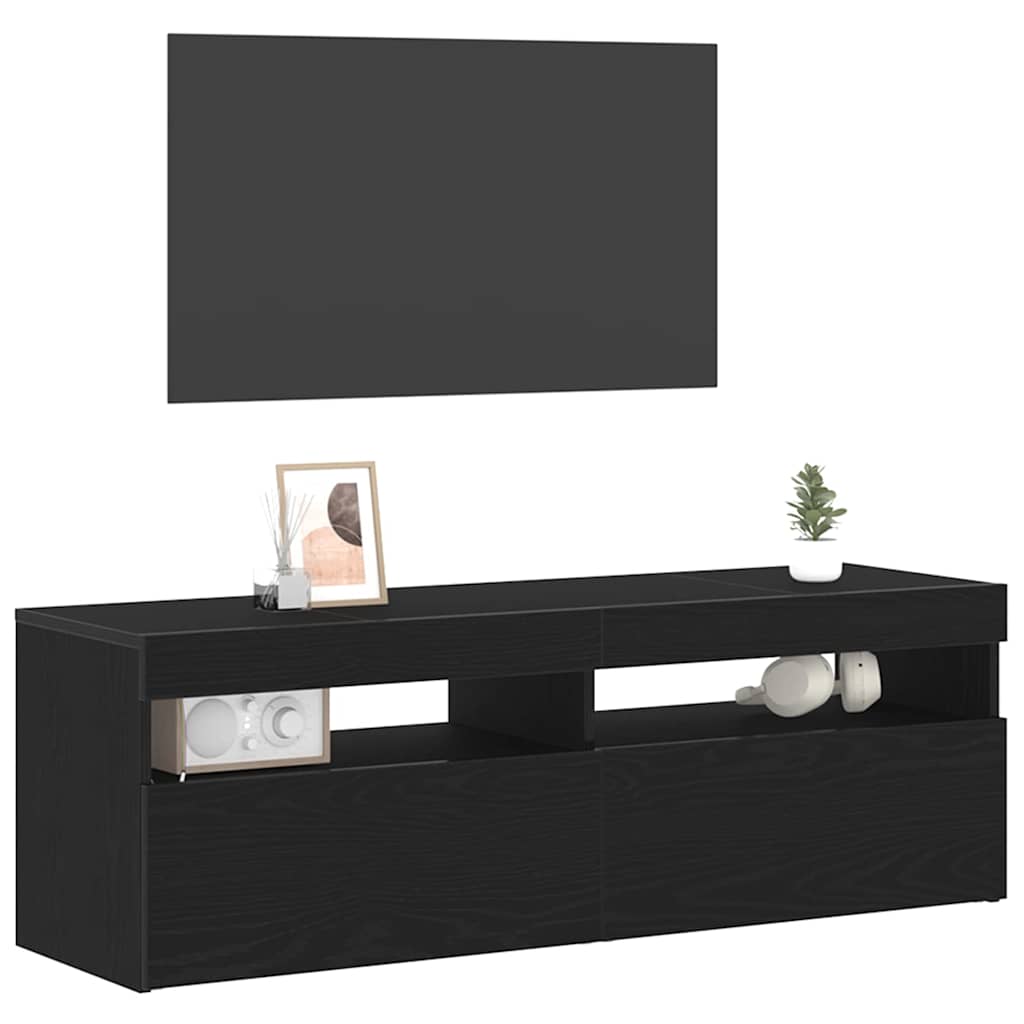 Tv-Skap Svart Eik 120 X 35 X 40 Cm Konstruert Tre