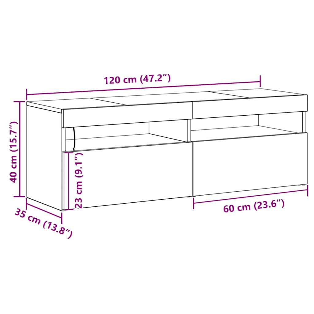 Tv-Skap Svart Eik 120 X 35 X 40 Cm Konstruert Tre