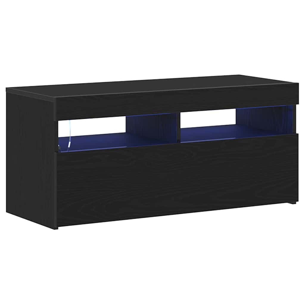 Tv-Skap Svart Eik 90 X 35 X 40 Cm Konstruert Tre