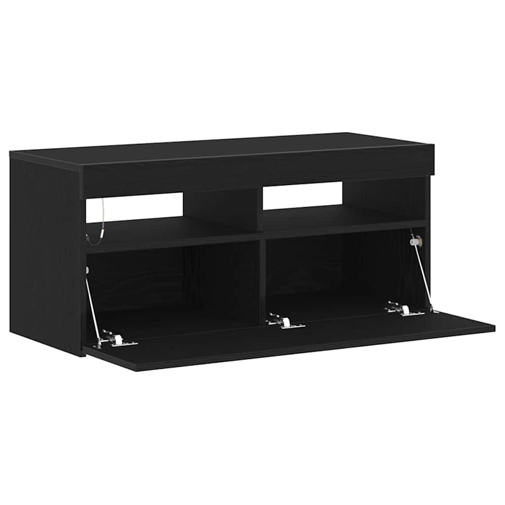 Tv-Skap Svart Eik 90 X 35 X 40 Cm Konstruert Tre