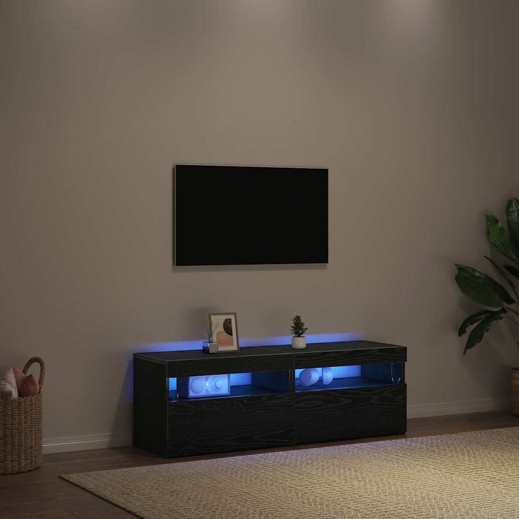 Tv-Skap 2 Pcs Svart Eik 60 X 35 X 40 Cm Konstruert Tre