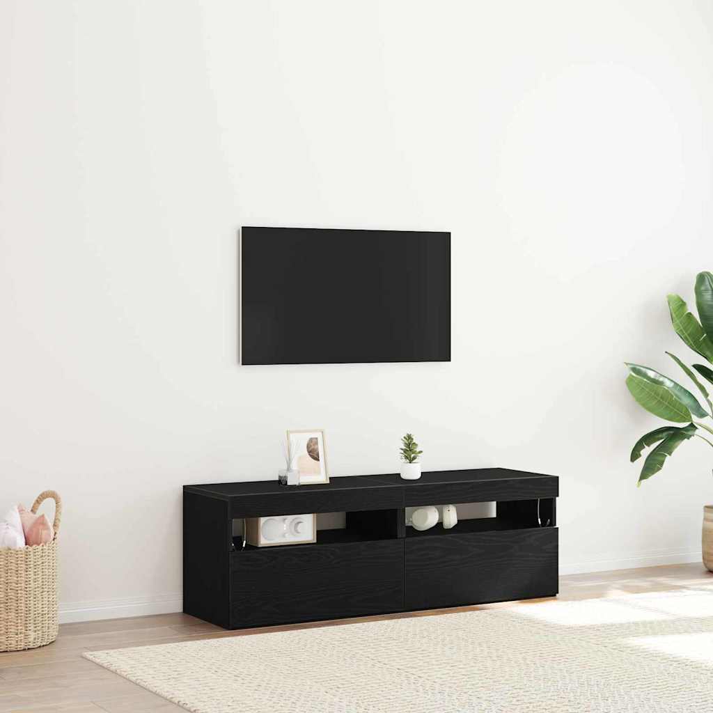 Tv-Skap 2 Pcs Svart Eik 60 X 35 X 40 Cm Konstruert Tre