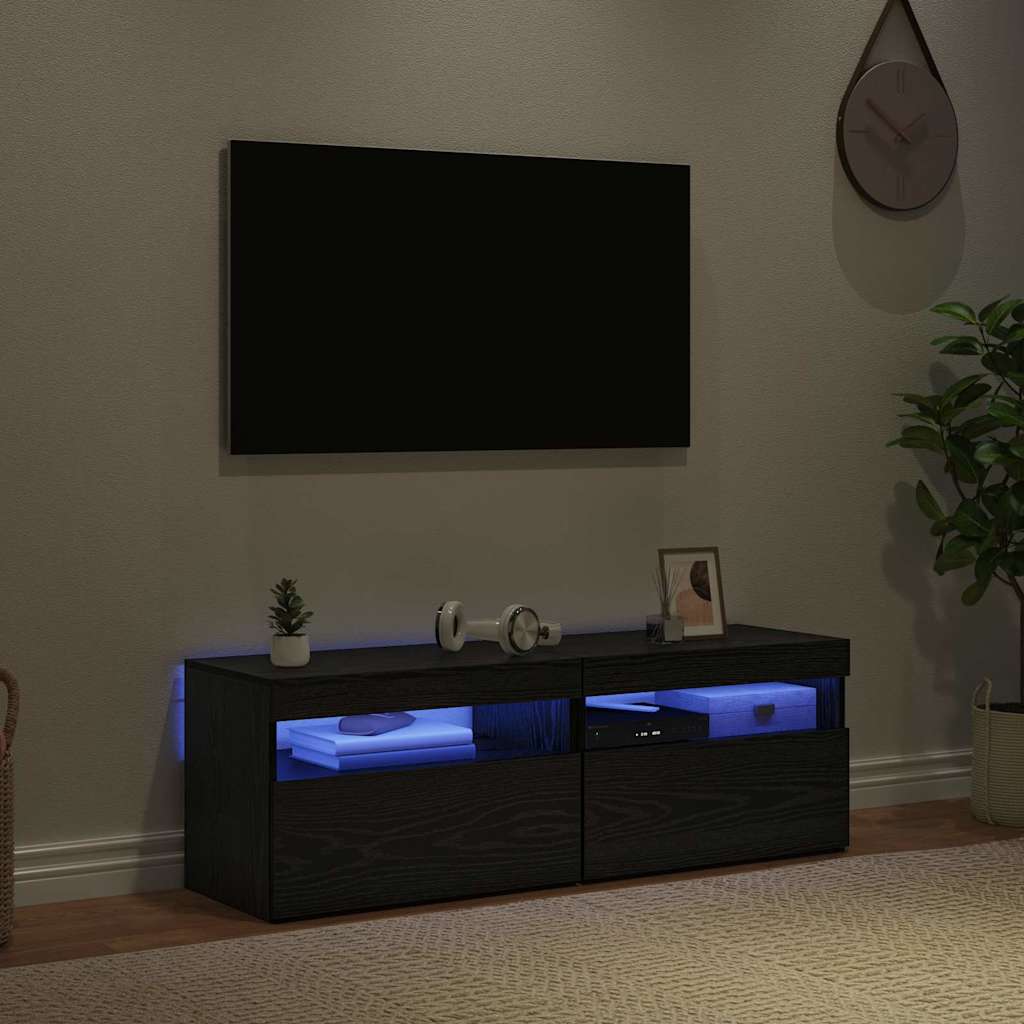 Tv-Skap 2 Pcs Svart Eik 60 X 35 X 40 Cm Konstruert Tre