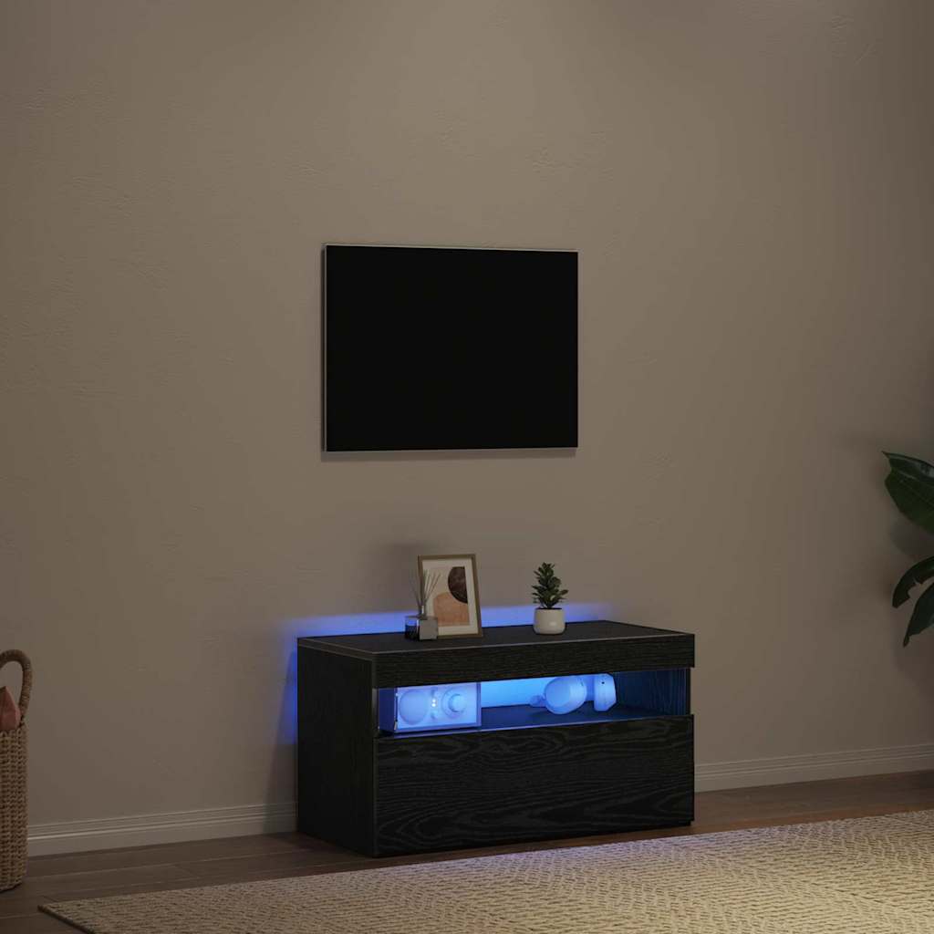 Tv-Skap Svart Eik 75 X 35 X 40 Cm Konstruert Tre